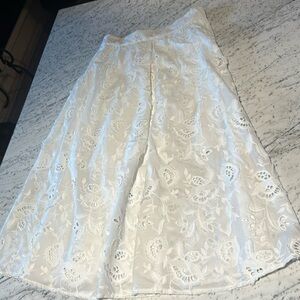 PEARL white embroidered cotton full skirt